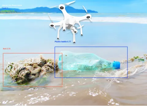 AI 드론이 해양 쓰레기를 실시간으로 탐지하는 객체 인식 기술 이미지